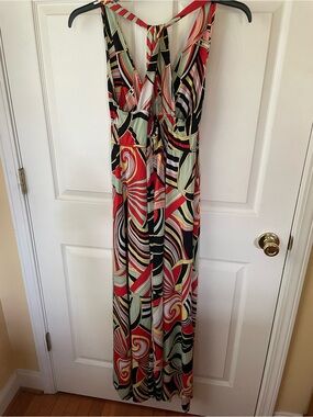 Necessary Objects by Gloria Vanderbilt Maxi Dress L Bold Abstract Halter 🌺✨